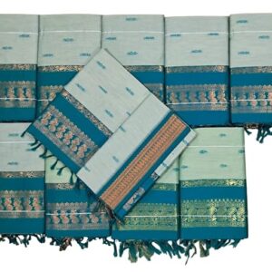 ILAIYAAL CLOTHINGS Women's Kanjivaram Cotton Silk Saree South Indian Paithani Sari | gadwal cotton sarees with Zari Border and Blouse Piece - Suitable For All Indian Occasions and Festivals 191