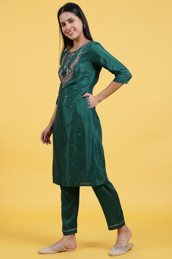 W for Woman Thread Embroidered Straight Kurta and Pants Set with Dupatta - Image 4