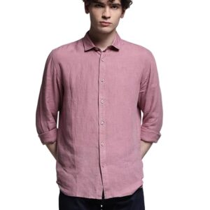JACK & JONES Men Linen Regular Spread Collar Solid Casual Shirt