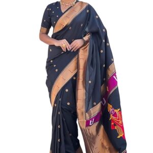 SGF11 Women's Kanjivaram Paithani Silk Saree With Unstitched Blouse Piece
