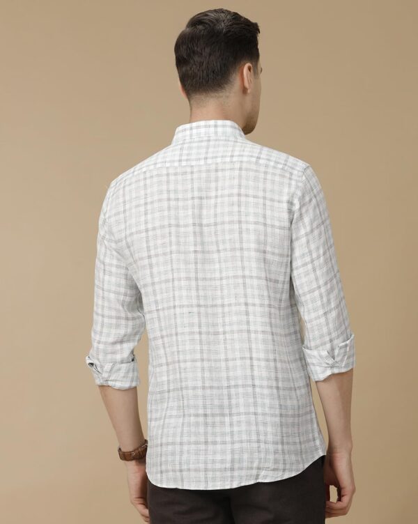 Linen Club Men's Pure Linen Blue Checked Contemporary Fit Half Sleeve Casual Shirt - Image 6