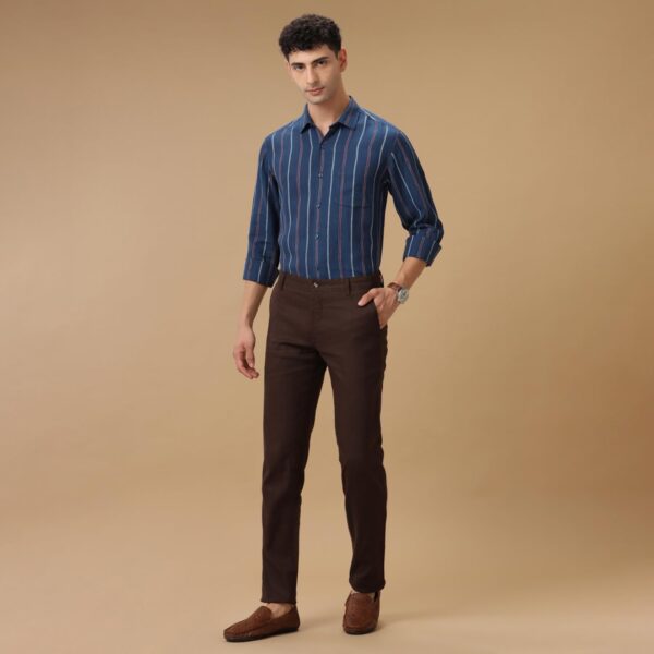 Linen Club Men's Pure Linen White Solid Slim Fit Full Sleeve Casual Shirt - Image 3