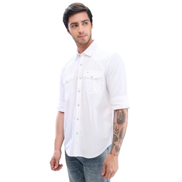 Spykar Men's Cotton Blend Full Sleeve Slim Fit Solid Shirt - Image 4