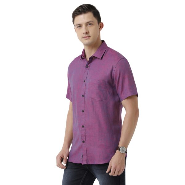 Linen Club Men's Pure Linen White Solid Slim Fit Full Sleeve Casual Shirt - Image 2