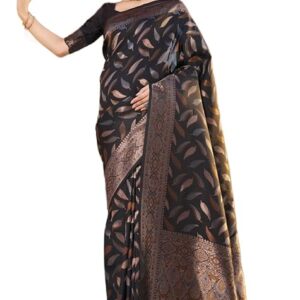 SWORNOF Women's kanjivaram banarasi silk saree for festival Wedding silk with rich pallu Design sarees for women with Unstitched blouse piece