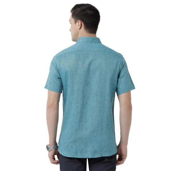 Linen Club Men's Pure Linen White Solid Slim Fit Full Sleeve Casual Shirt - Image 3