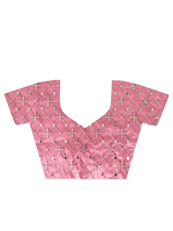 AKHILAM Women's Tissue Lace Work Saree with Unstitched Blouse Piece - Image 6