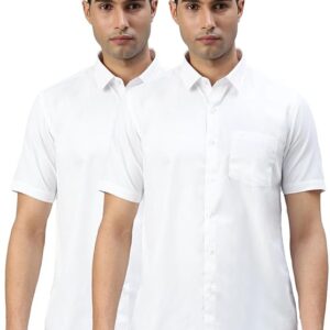 Ramraj Cotton Pack of 2 Solid Half Sleeve Regular fit Regular Collar Trending Formal Shirt for Men