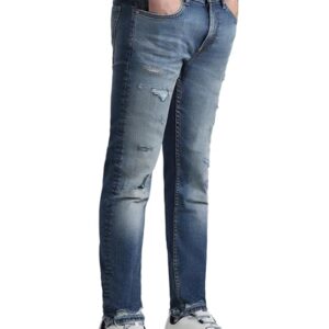 JACK & JONES Men Skinny Fit Highly Distressed Heavy Fade Comfort Stretchable Jeans