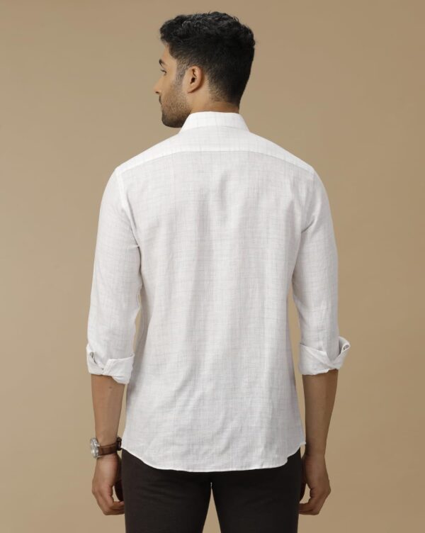 Linen Club Men's Pure Linen Blue Checked Contemporary Fit Half Sleeve Casual Shirt - Image 6