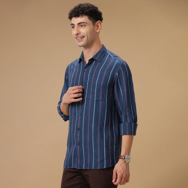 Linen Club Men's Pure Linen White Solid Slim Fit Full Sleeve Casual Shirt - Image 4