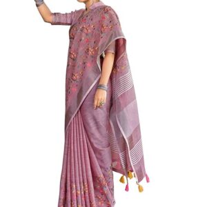 Astita Elegant Linen Cotton Saree with Woven Thread Border & Pallu | Soft Traditional Look for Festive Gifting & Everyday Elegance – With Unstitched Blouse Piece