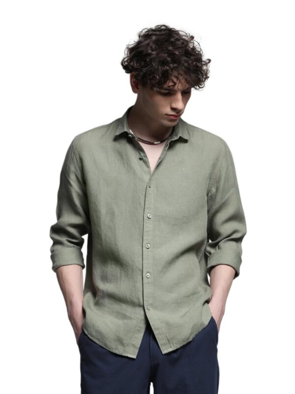 JACK & JONES Men Linen Regular Spread Collar Solid Casual Shirt - Image 2