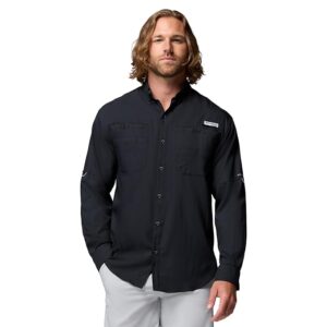 Columbia Men Black Omni Wick Tamiami II Long Sleeve Hiking | Trekking | Camping | Safari Shirt, L