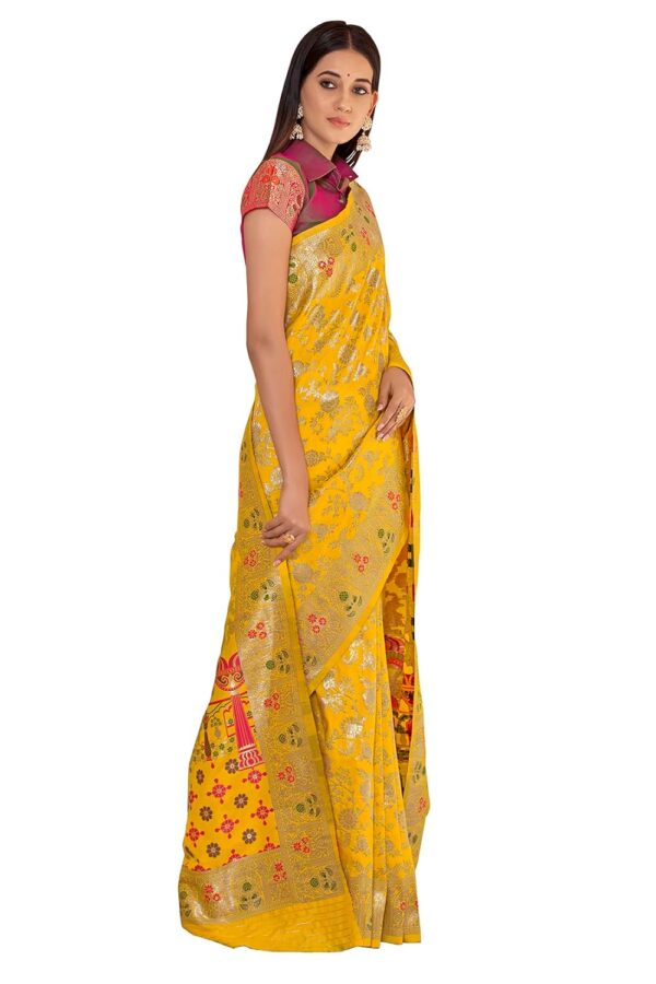 Monjolika Fashion Women's Banarasi Silk Saree With Blouse Piece. - Image 3