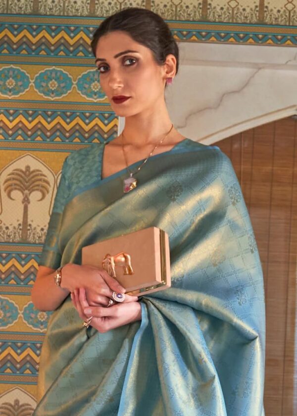 MADHUHANSH Women's kanjivaram banarasi silk saree Zari Woven for festival Wedding silk with rich pallu Design sarees for women with Unstitched blouse piece - Image 4