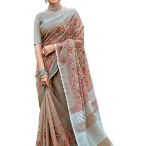Astita Elegant Linen Cotton Saree with Woven Thread Border & Pallu | Soft Traditional Look for Festive Gifting & Everyday Elegance – With Unstitched Blouse Piece