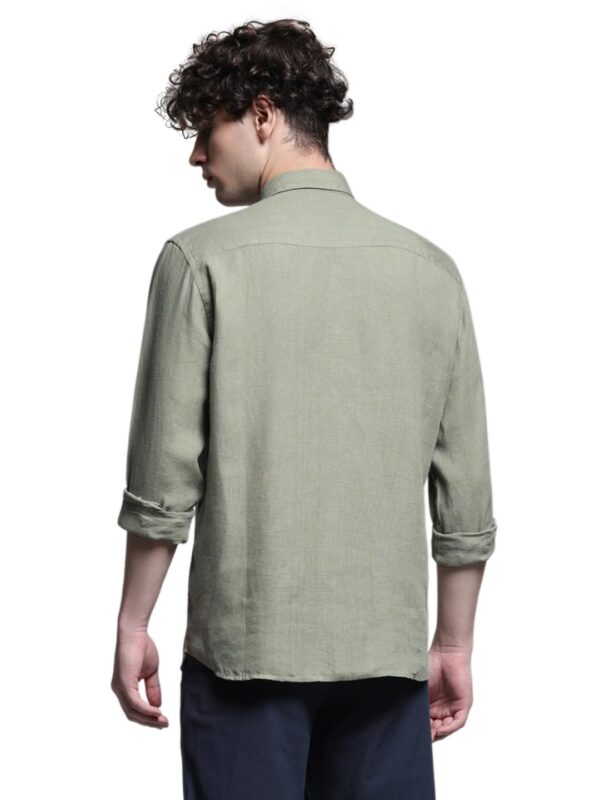 JACK & JONES Men Linen Regular Spread Collar Solid Casual Shirt - Image 4