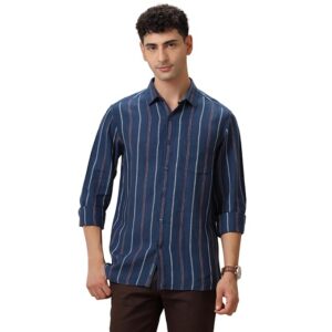 Linen Club Men's Pure Linen White Solid Slim Fit Full Sleeve Casual Shirt