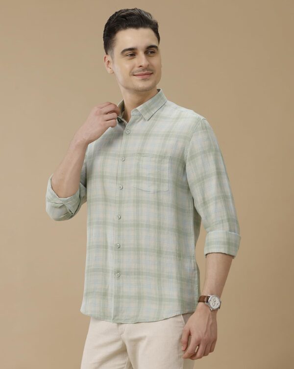 Linen Club Men's Pure Linen Maroon Solid Contemporary Fit Full Sleeve Casual Shirt - Image 5