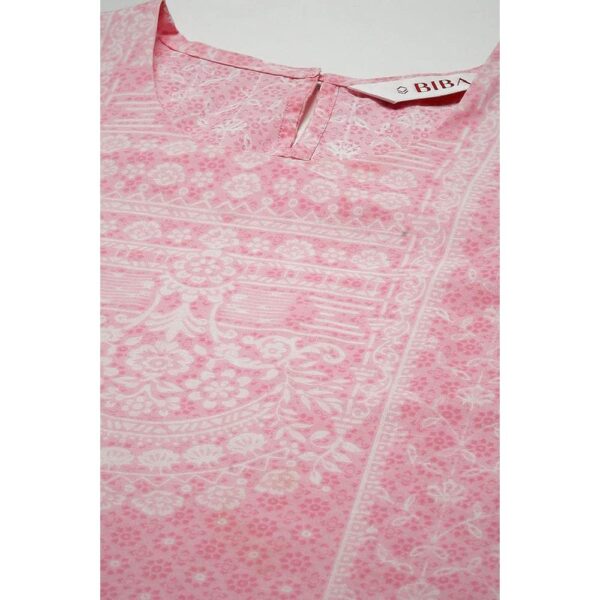BIBA Women Cotton Straight Kurta Palazzo Suit Set - Image 3