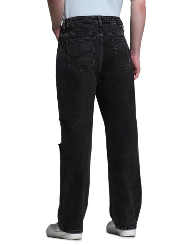 JACK & JONES Men High Rise Wide Leg Mildly Distressed Cotton Jeans - Image 3