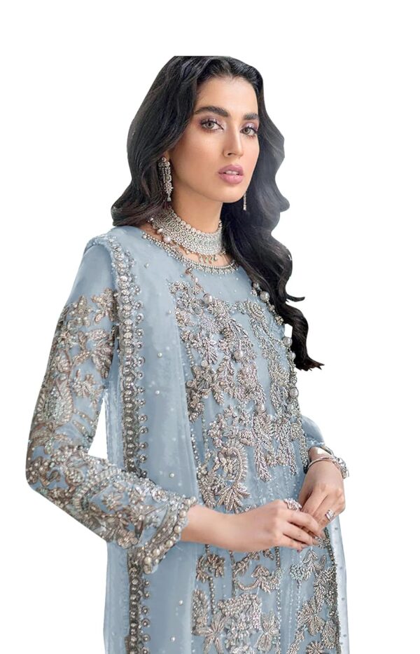 RUDRAPRAYAG Organza Embroidered Semi Stitched Anarkali Suit For Women - Image 2
