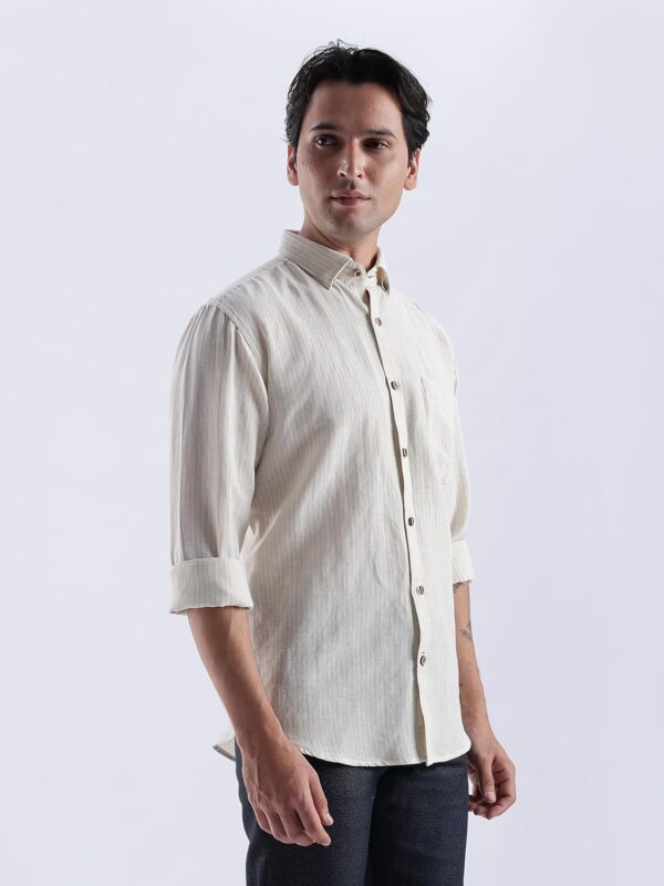 TURMS Water Repellent Men's Striped Shirt | Anti Stain Anti Odor | Concealed Button Down Collar Full Sleeves Kansas Linen Casual and Formal Wear - Image 4