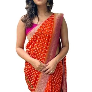 SGF11 Women's Kanjivaram Pure Handloom Soft Silk Saree With Blouse Piece
