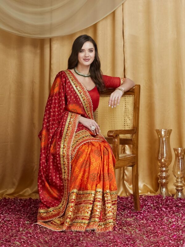 arriva fab Women's Soft Pure Chiffon With Colourful Embroidery Heavy Lace Saree With Unstitched Blouse - Image 5