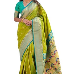 SGF11 Women's Paithani Soft Lichi Silk Kanjivaram Sarees With Blouse Piece