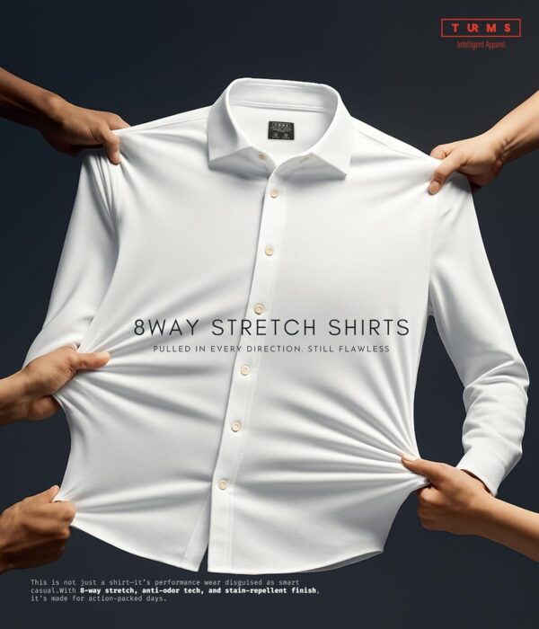 TURMS Water Repellent Men's Knitted Shirt | Anti Stain Anti Odor Cotton Blend | Solid Casual Full Sleeves - Image 2