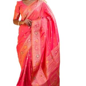 SGF11 Women's Kanjivaram Pure Soft Silk Saree With Unstitched Blouse Piece
