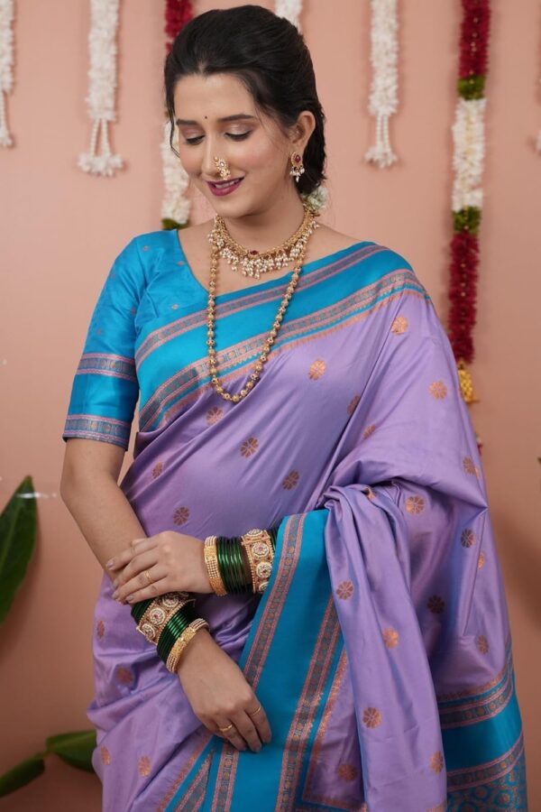 SGF11 Women's Kanjivaram Pure Soft Silk Saree With Unstitched Blouse Piece - Image 3