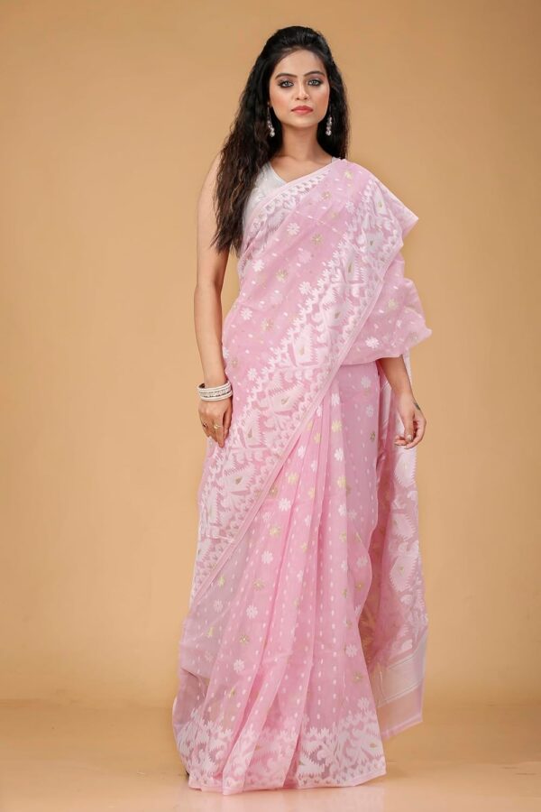 OISHANI SAREE GHOR Women's Traditional Bengal Cotton Silk Soft Jamdani Saree - Beautiful design and Quality - Without Blouse Piece - Image 5