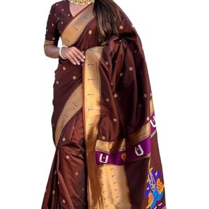SGF11 Women's Kanjivaram Paithani Silk Saree With Unstitched Blouse Piece
