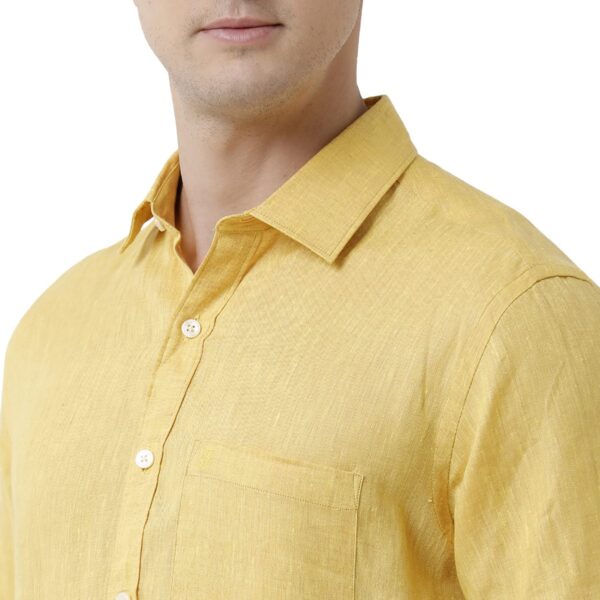 Linen Club Men's Pure Linen White Solid Slim Fit Full Sleeve Casual Shirt - Image 5
