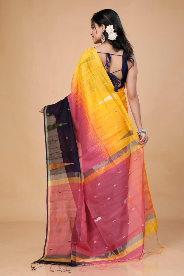 OISHANI SAREE GHOR Women's Traditional Bengal Ikkat Handloom Saree - Image 4