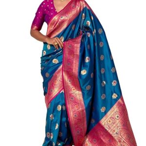 SGF11 Women's Kanjivaram Pure Soft Silk Saree With Unstitched Blouse Piece