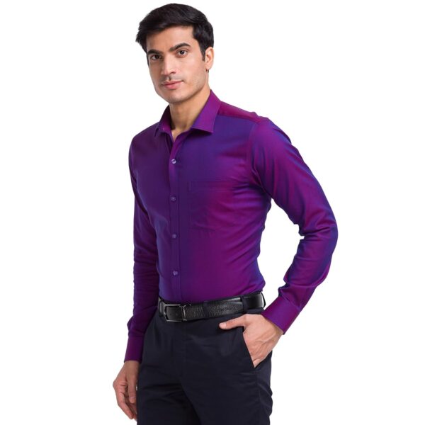 Park Avenue Men's Cotton Slim Fit Violet Formal Shirt - Image 3