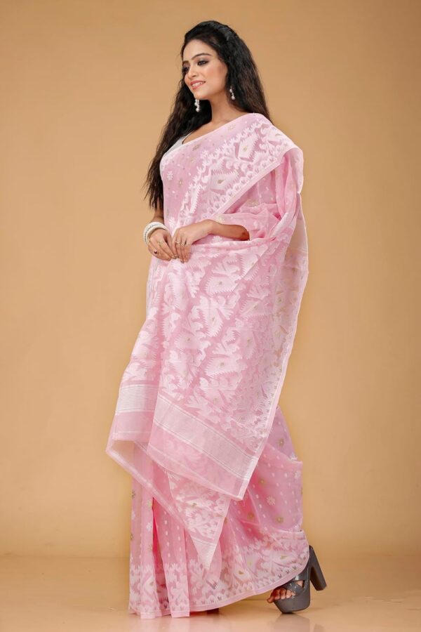 OISHANI SAREE GHOR Women's Traditional Bengal Cotton Silk Soft Jamdani Saree - Beautiful design and Quality - Without Blouse Piece - Image 2