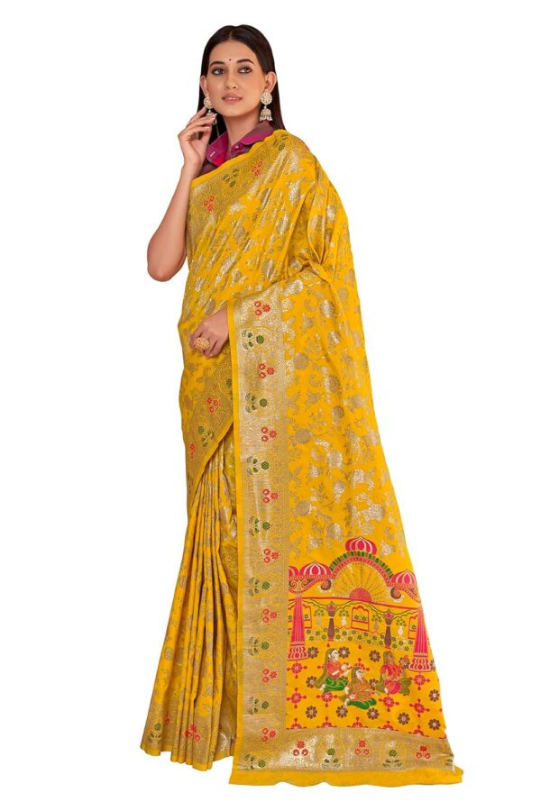 Monjolika Fashion Women's Banarasi Silk Saree With Blouse Piece. - Image 2