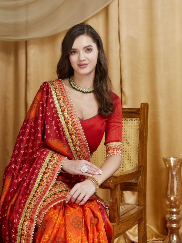 arriva fab Women's Soft Pure Chiffon With Colourful Embroidery Heavy Lace Saree With Unstitched Blouse - Image 2