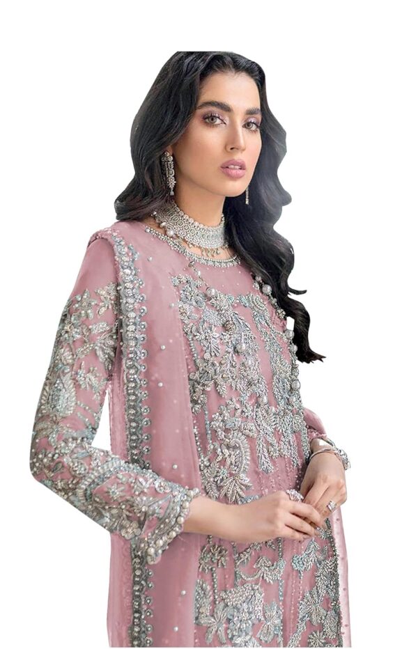 RUDRAPRAYAG Organza Embroidered Semi Stitched Anarkali Suit For Women - Image 2