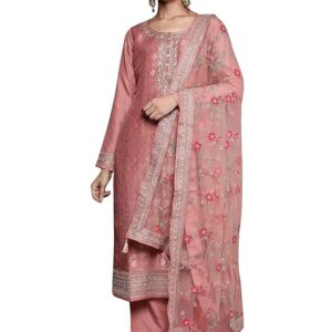 Libas Womens Self Design Silk Blend Straight Kurta With Trousers and Dupatta