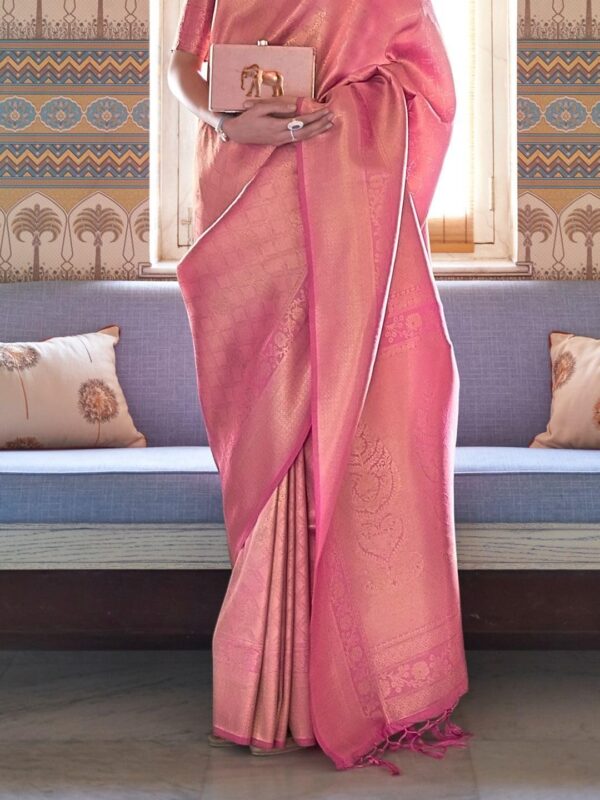 MADHUHANSH Women's kanjivaram banarasi silk saree Zari Woven for festival Wedding silk with rich pallu Design sarees for women with Unstitched blouse piece - Image 4