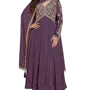 TRENDMALLS Women's Silk Blend Embroidery Alia Cut Kurta Pant Set with Dupatta
