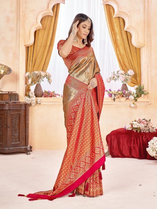 Mehrang Women's Pure Kanjivaram Silk Saree Banarasi Silk Wedding Sarees for Women with Blouse Piece - Image 4
