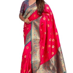 SGF11 Women's Kanjivaram Pure Soft Silk Saree With Unstitched Blouse Piece