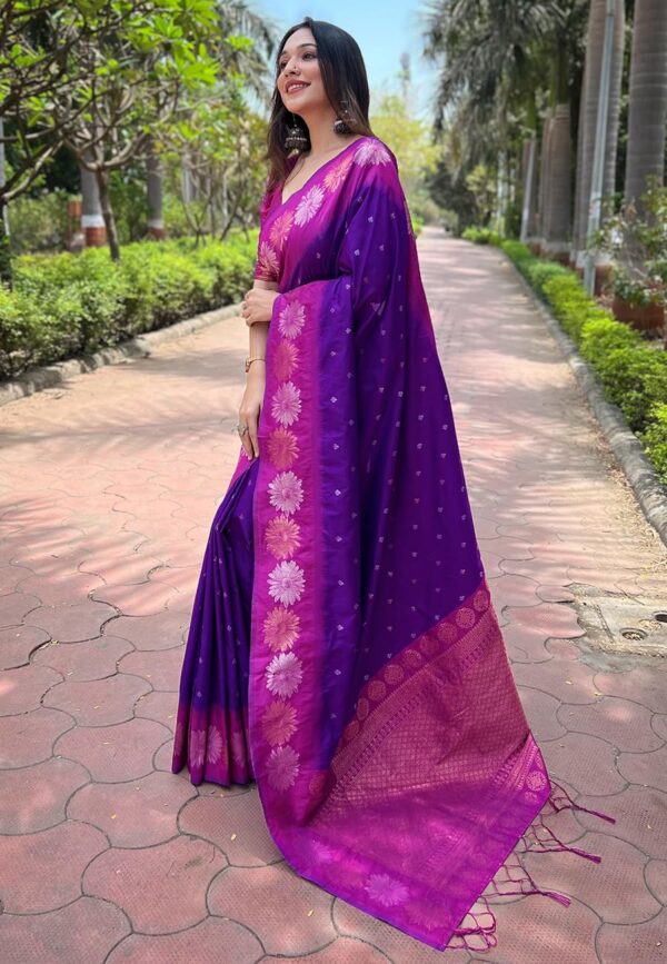 SGF11 Women's Kanjivaram Pure Soft Silk Designer Saree With Blouse Piece - Image 2